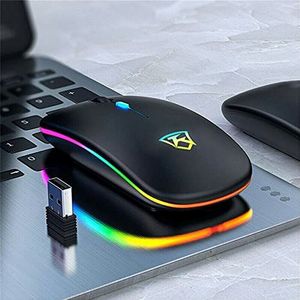 Slanke Draadloze Muis Stille 2.4 GHz USB Gaming Muizen Oplaadbare RGB voor PC Laptop Computer