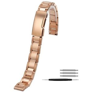 Roestvrij Stalen Metalen Horlogeband Vrouwen Kleine Horlogeband Armband Accessoires 10m 12mm 14mm 16mm for DW for Casio for Fossiele (Color : Rose Gold, Size : 10mm)