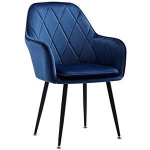 GEIRONV 1 stuks eetkamerstoelen, fluwelen zwarte benen Keuken vrijetijdsruimte hoekstoelen met rugleuning en gevoerde stoelen van de stoel Eetstoelen (Color : Blue)