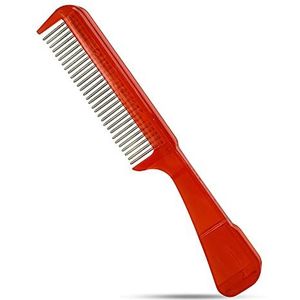 The Hair Doctor Hair Doctor Handle Comb met zijdezachte roterende tanden vermindert haarbreuk en haaruitval (30 roestvrijstalen tanden, rood)