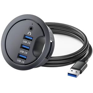 USB 3.0 Desk Grommet Splitter Dock Station Kaartlezer voor Desktop PC Laptops