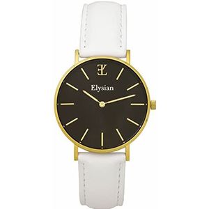 Elysian Gouden Dames Horloge met Wit Lederen Horlogeband 36mm