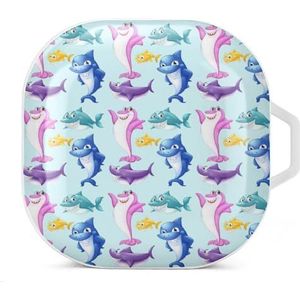 Mooie haai oordopjes hoesje compatibel met Samsung hard shell beschermhoes wit stijl