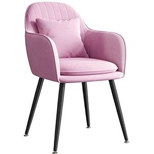 GEIRONV 1 stks fluwelen keukenstoel, for woonkamer slaapkamer appartement make-up stoel met kussen zwarte metalen benen eetkamerstoel Eetstoelen (Color : Purple)