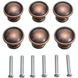 ORAMAI 6 stuks metalen koperen deurknoppen meubelkast lade knoppen vintage ronde dressoir handgrepen meubelbeslag accessoires