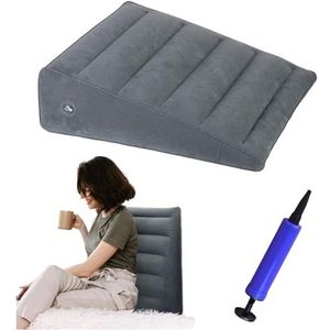 ZHYUAN Flockkussen, driehoekig kussen, opblaasbaar kussen, draagbaar opblaasbaar kussen, wigvormig kussen, opblaasbaar wigkussen, licht en eenvoudig te transporteren (donkergrijs)