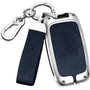 Sleutelbehuizing houder Auto Zinklegering Sleutel Tas Bescherming Interieur Shell Sleutelhanger Auto Key Case Houder Accessoires Voor Jaguar XE XJ XJL XF Voor Gitaar E-Tempo Sleutelbehuizing(A-silver