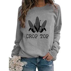 Crop Top Sweatshirt Women Corn Graphic Long Sleeve Farm Pullover Tops Casual Farm Fall Shirts Funny Farmer Life