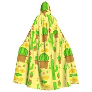 WURTON Gele Cactus Print Unisex Volwassen Hooded Mantel Halloween Kerst Cosplay Party Grote Cape Voor Vrouwen Mannen