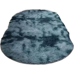 MZPOZB Vloerbedekking 1 st ovale stropdas kleurstof tapijt kamer schattig meisje vloer zachte mat woonkamer erker decor pluizige grote kind nachtkastje tapijten tapijt (kleur: donkerblauw, maat: 60 x