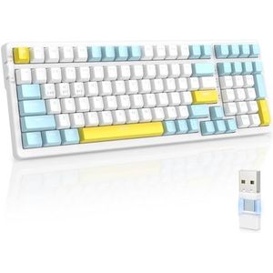 MAGIC-REFINER RK96 Draadloos Toetsenbord, 80% Mechanisch Gaming Toetsenbord, Bluetooth 5.0/2.4GHz Dual-mode, Compacte 100 toetsen, Hot Swappable Rode Schakelaar, voor PC/MAC/Tablet/Smartphone