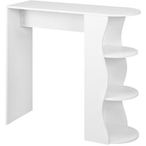 WOLTU BT48ws Bartafel, bistrotafel, keukentafel, toontafel, met 3 planken, smalle tafel voor bar, bistro, keuken, woonkamer, eetkamer, 110 x 107 x 40 cm, wit