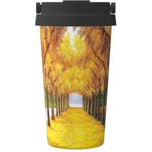 Herfst gele bladeren print reizen koffiemok lekvrije thermosbeker geïsoleerde beker, voor kantoor camping