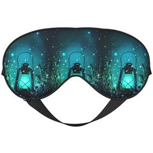 Fireflies and Lantern Unisex elastisch verstelbaar gesp ontwerp verduisterende slaap oogmasker voor thuis reizen yoga kantoor dutje