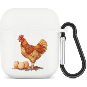 Kippenei Leggende Kip Leuke Case Voor AirPods 2&1 Schokbestendige Beschermende Hoofdtelefoon Gevallen Cover Met Sleutelhanger Voor Mannen Vrouwen