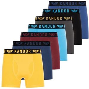 Kandor Heren boxers - Bamboe boxershorts voor mannen multipack van 7, comfortabele stretch katoen heren ondergoed trunks, kleurrijke & zwarte onderbroek, multi pack man slip, Gele Mix Set, L