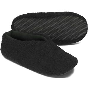 BeComfy Unisex pantoffels teddy fleece pluche bedschoenen met gesloten hiel zacht licht pantoffels slippers 36-46 EU, zwart, 36 EU
