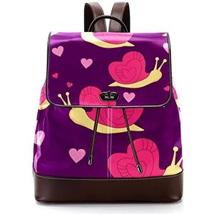 Roze gele slakken hart paarse achtergrond gepersonaliseerde schooltassen boekentassen voor tiener, Meerkleurig, 27x12.3x32cm, Rugzak Rugzakken