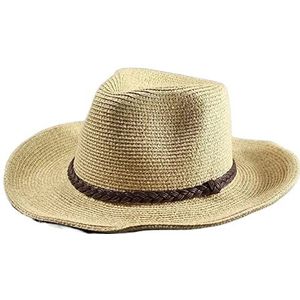 MCHDMI Dames Strohoed, Strooien hoed for heren Strandhoed met brede rand Opvouwbare strohoed Lichte zonnehoed Great maten Fedora-hoeden for op reis (Color : Mixed beige, Size : 62cm)