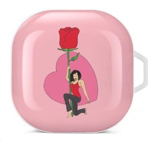 Valentines Girl Without Rose Oortelefoon Hoesje Compatibel met Galaxy Buds/Buds Pro Schokbestendig Hoofdtelefoon Case Cover Wit-Stijl