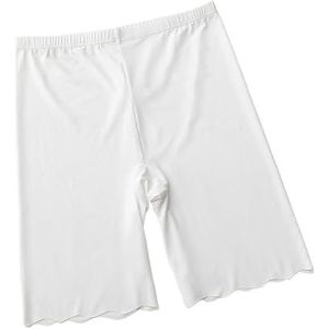 Ijszijde broeken, katoenen broeken, naadloze damesbroeken, kant for veiligheidsbroeken, zomer dames for veiligheidsbroeken (Color : White, Size : XL (50-75kg))