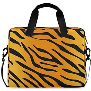 PUXUQU Tropisch dier tijgerprint laptoptas 15,6 inch laptop tas aktetas hoes notebooktas handtas schoudertas voor universiteit werk business