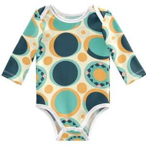 KAAVIYO Abstracte kunst cirkel baby body lange mouwen katoen bodysuit voor neutrale pasgeborenen 3-24 maanden, Patroon., 3 Maanden