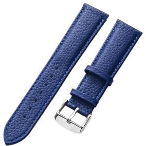 LQXHZ Lederen Band Dames Zacht Leer Lychee Graan Koeienhuid Horlogeband Heren Waterdicht 14 16 18 Mm Horlogeketting Accessoires (Color : Blue, Size : 16mm)