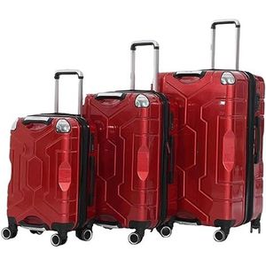 Bagage 3-delige Bagagesets Koffers Met Grote Capaciteit Handbagage TSA-douanekoffer Trolley Koffer (Color : Rot, Size : 20+24+28in)