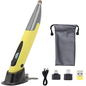 Draadloze muispen Draagbare zakpen Muis voor pc Laptop Notebookcomputer met twee rechterknoppen aan beide zijden Draadloze muispen Uitgerust met adapters(yellow)