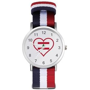 I Love Libanese Rood Hart Automatisch Horloge voor Mannen Vrouwen Mode Quartz Horloge Armband Polshorloge voor Thuiskantoor