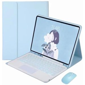 Toetsenbordhoes voor Samsung Galaxy Tab S10 Lite 10.9-inch 2025 (SM-X400/X406), Magnetisch Afneembaar Draadloos Achtergrondverlichting Toetsenbord met Bluetooth Muis,Blauw
