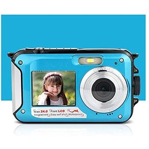 Videocamera Vlogcamera Recorder 48MP Compacte Digitale Camera 'S for Fotografie Waterdichte 2.7K Retro Vintage Video Recorder Dual Screen Photo Camcorders 16X zoom(No TF Card,BLUE)