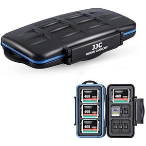 JJC Geheugenkaarthoes - Waterdichte Opbergdoos voor 12 SDXC SDHC, 18 Micro SD TF en 6 CF Compacte Flashkaarten - SD-Kaarthouder Met Karabijnhaak (36 Sleuven)