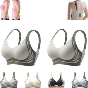 Libiyi BH for oudere vrouwen, Super Gather BH, draadloze push-up BH, anti-verzakking BH, ontworpen door een 60-jarige grootmoeder(Green,XXL)