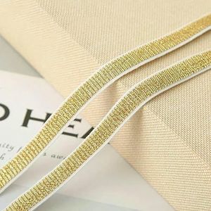 5 Yards Glitter Elastische Spandex Band Goud Zilver Elastisch Lint Bh Band Lingerie Jurk DIY Naaiwerk Trim Craft Tailleband Elastisch-Goud-witte rand-25MM-5Meter