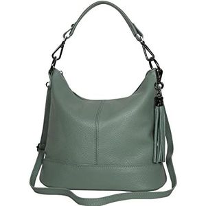 AmbraModa GLX09 - Handtas - Avocadogroen - Echt Leer - Handgemaakt in Italië