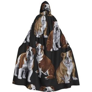 Engels Bulldogs Print Halloween Tovenaar Heks Hooded Robe Mantel Kerst Hoodies Cape Cosplay Voor Volwassen