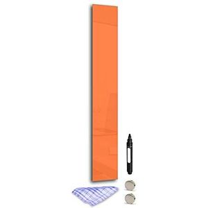 DekoGlas Magneetbord 'Orange' uit glas 100x14cm, memobord incl. pen, doek & magneet, metalen prikbord voor keuken en kantoor