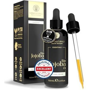 Jojobaolie BIO • 100ml • 100% Puur, Natuurlijk & Koudgeperst • Jojobaolie voor Haar, Hoofdhuid, Wimpers, Wenkbrauwen, Baard & Nagels • Koudgeperste Biologische Jojobaolie • Vegan - Hoogste Zuiverheid