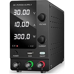 Desktopvoeding Encoder Verstelbare DC Voeding 30V 10A Spanningsregelaar LCD Digitale Laboratorium Stabilizer Switching Lab Power Bench Bron Kortsluitbeveiliging, bescherming tegen overbelasting(Color: