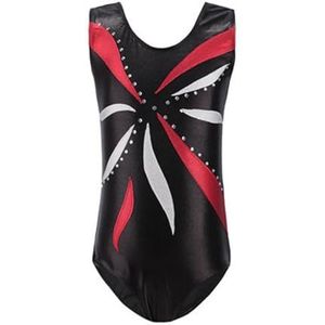 AYWTIUN Turnpakjes voor meisjes, gymnastiek, danskleding, jumpsuit voor meisjes, mouwloos, glanzend, strass, metallic, balletdanspakje voor schaatsen, bodysuit, Zwart, 150