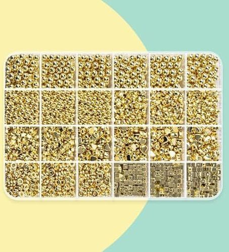 Kralen Set Goud - Sieraden Maken - Diverse maten en vormen - Kralenset in handige Bewaardoos, Sorteerdoos met vakjes - 3600 stuks - Goud kleur
