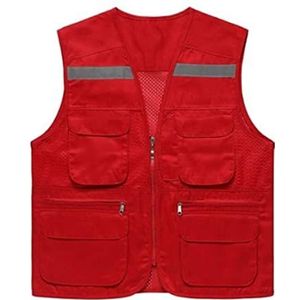 Kamizelki bezpieczeństwa, Reflecterend veiligheidsvest Polyester met zilveren balk Multicolor Meerdere maten(Rosso,X-Large)
