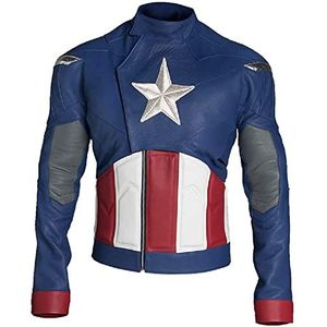 Steve Rogers Avengers 4 Endgame Cosplay Captain America Uniform Leren Jas | Celebrity Lederen Jassen Cosplay Kostuums, Avengers 4 echt lederen jas, L
