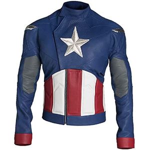 Steve Rogers Avengers 4 Endgame Cosplay Captain America Uniform Leren Jas | Celebrity Lederen Jassen Cosplay Kostuums, Avengers 4 echt lederen jas, M