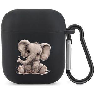 Leuke Olifant En Vogel Leuke Case Voor AirPods 2&1 Schokbestendige Beschermende Hoofdtelefoon Gevallen Cover Met Sleutelhanger Voor Mannen Vrouwen