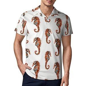 Aquarel Seahorse heren golf poloshirt zomer korte mouw T-shirt casual sneldrogende T-shirts S