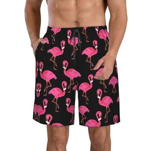 Paars Blauw Groen Camouflage Zebra Strepen Print Heren Zwemplank Shorts Zwembroek Trunks Badmode Sneldrogende Surfen Strand Essentiële Zomer, Heerlijk Roze Flamingo's, S