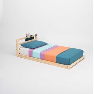 Bedframe op de vloer, Frame voor peuterbed, Kinderbedframe, Houten bed, Montessori-meubels, Montessori-bed (Dennenhout, 200x150cm)